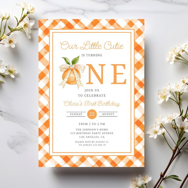 Little Cutie Orange Citrus 1st Birthday Invitation (Little Cutie Orange Citrus 1st Birthday Invitation)