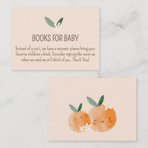 Little Cutie Orange Citrus Baby Shower Books Enclosure Card