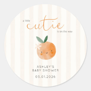 Little Cutie Orange Citrus Baby Shower Classic Round Sticker