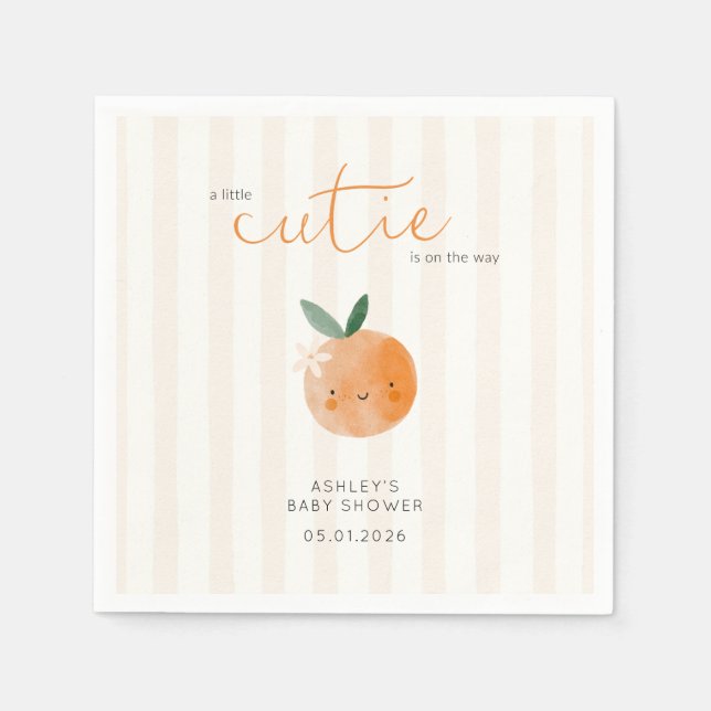 Little Cutie Orange Citrus Baby Shower Napkin (Front)