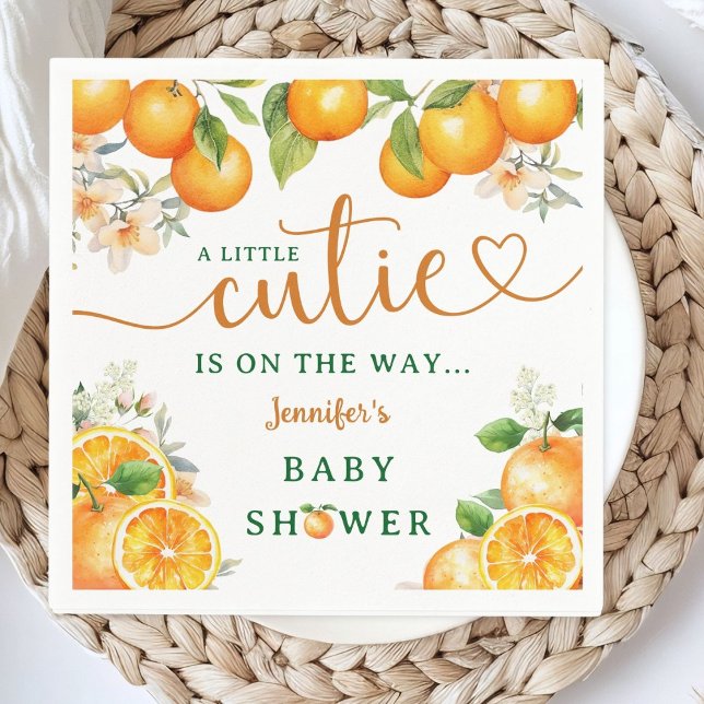 Little Cutie Orange Citrus Baby Shower  Napkin (Creator Uploaded)