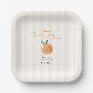 Little Cutie Orange Citrus Baby Shower Paper Plate