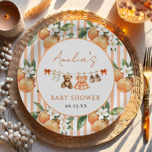 Little Cutie Orange Citrus Baby Shower Paper Plate