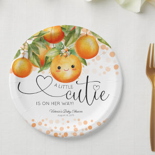 Little Cutie Orange Citrus Baby Shower Paper Plate