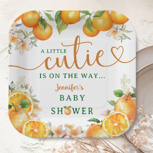 Little Cutie Orange Citrus Baby Shower  Paper Plate