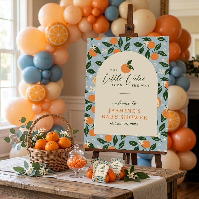 Little Cutie Orange Citrus Baby Shower Welcome Poster (Creator Uploaded)