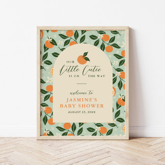 Little Cutie Orange Citrus Baby Shower Welcome Poster