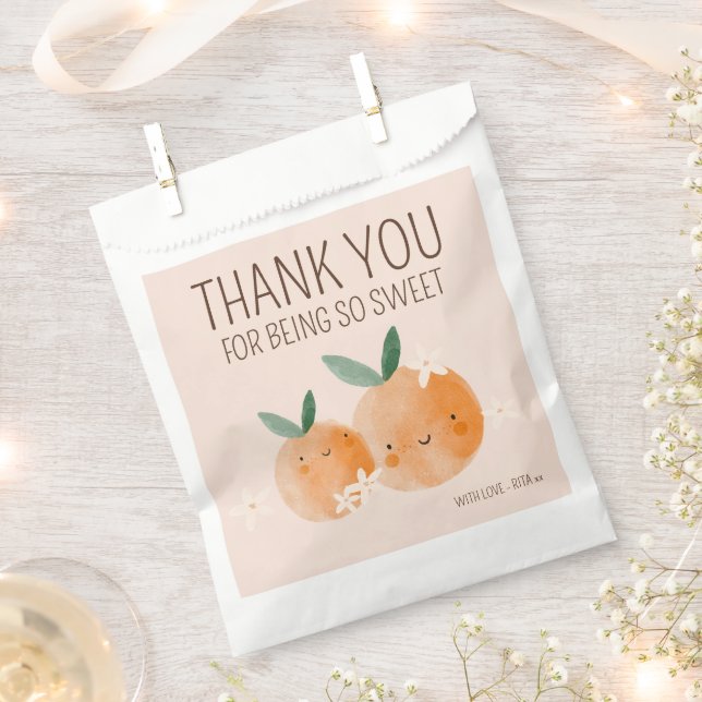 Little Cutie Orange Citrus Botanical Baby Shower Favour Bag (Clipped)