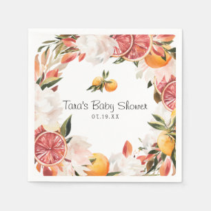 Little Cutie Orange Citrus Botanical Baby Shower Napkin