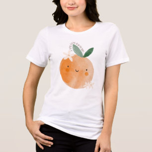 Little Cutie Orange Citrus Botanical Baby Shower Tri-Blend Shirt