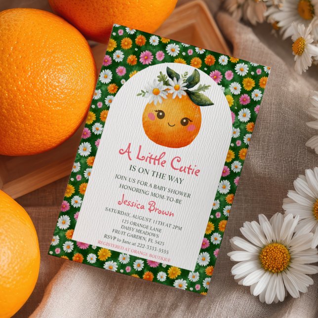 Little Cutie Orange Citrus& Daisies Baby Shower Invitation (Creator Uploaded)