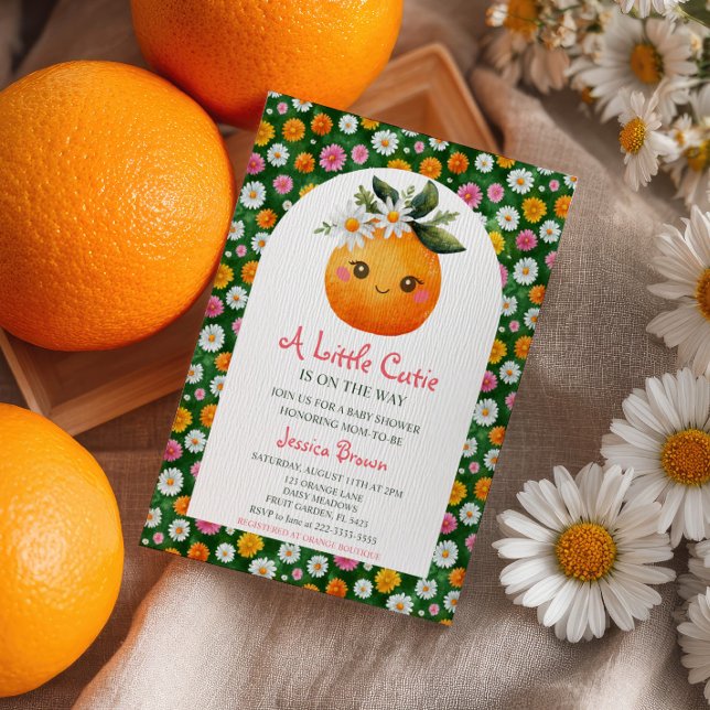 Little Cutie Orange Citrus& Daisies Baby Shower Invitation (Creator Uploaded)