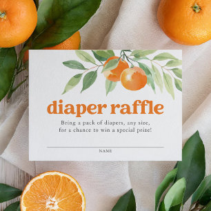 Little Cutie Orange Citrus Diaper Raffle Ticket Enclosure Card