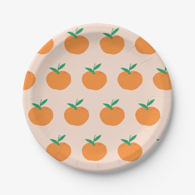 Little Cutie Orange Citrus First Birthday Paper Plate (Front)