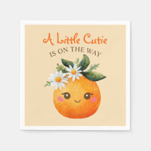 Little Cutie Orange Citrus Watercolor Baby Shower Napkin