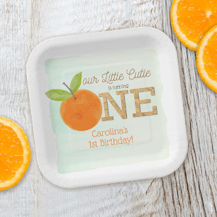 Little Cutie Orange Clementine 1st Birthday Paper Plate