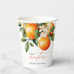 Little Cutie Orange Clementine Baby Shower Favor Paper Cups