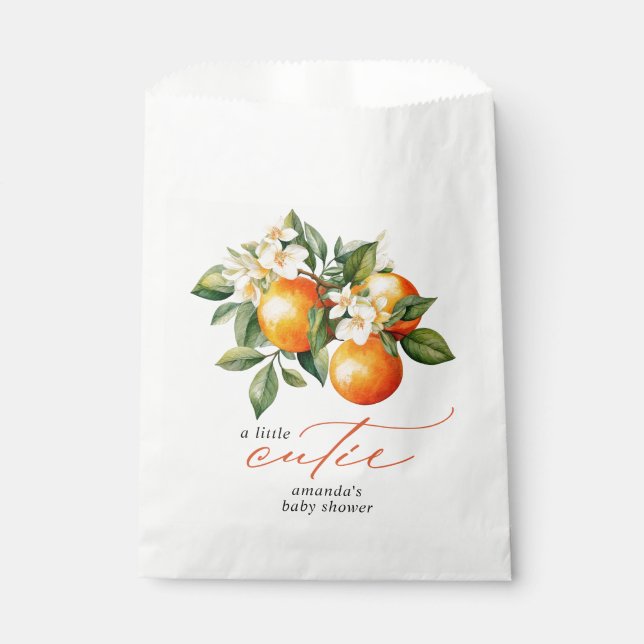 Little Cutie Orange Clementine Baby Shower Favour Bag (Front)