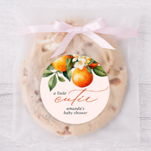 Little Cutie Orange Clementine Baby Shower Favour Classic Round Sticker