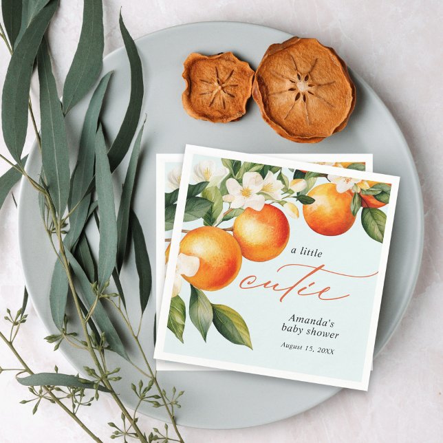 Little Cutie Orange Clementine Baby Shower Napkin (Creator Uploaded)