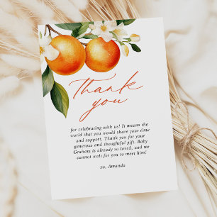 Little Cutie Orange Clementine Baby Shower Thank You Card