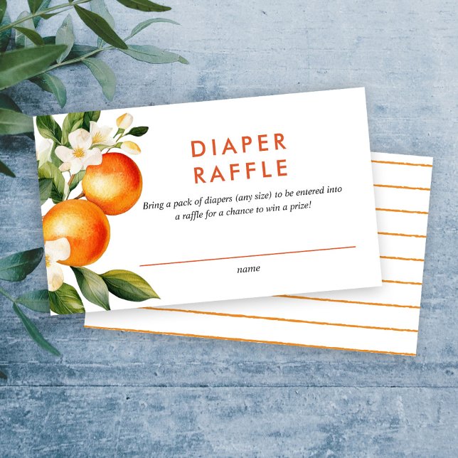Little Cutie Orange Diaper Raffle Baby Shower Enclosure Card (Creator Uploaded)