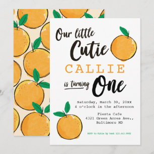 Little Cutie Orange First Birthday Invitation