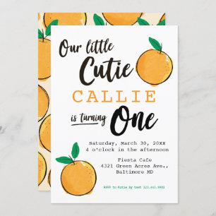 Little Cutie Orange First Birthday Invitation