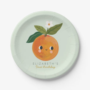 Little Cutie Orange First Birthday Paper Plate