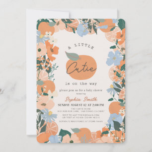 Little Cutie Orange Floral Baby Shower Invitation
