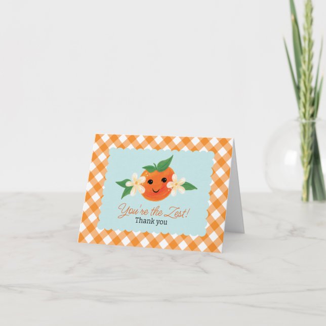 Little Cutie Orange Folded Thank You Card (Front)