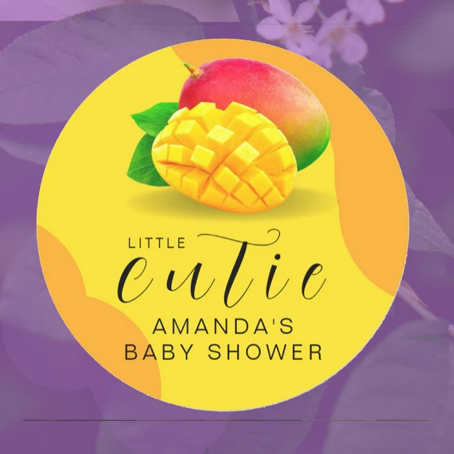Little Cutie Orange Fruit Cute Baby Shower Classic Round Sticker (Creator Uploaded)