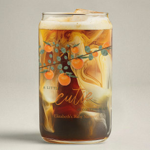 Little Cutie Orange Gender Neutral Baby Shower Can Glass
