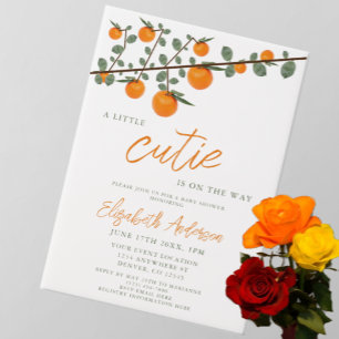 Little Cutie Orange Gender Neutral Baby Shower Vellum Invitations