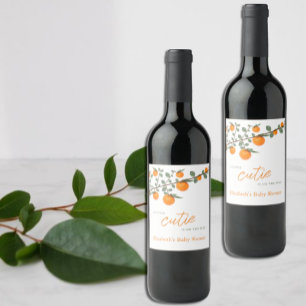 Little Cutie Orange Gender Neutral Baby Shower Wine Label