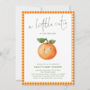 Little Cutie Orange Gingham Girl Baby Shower Invitation