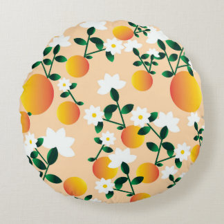 Little Cutie Orange Pattern Round Cushion