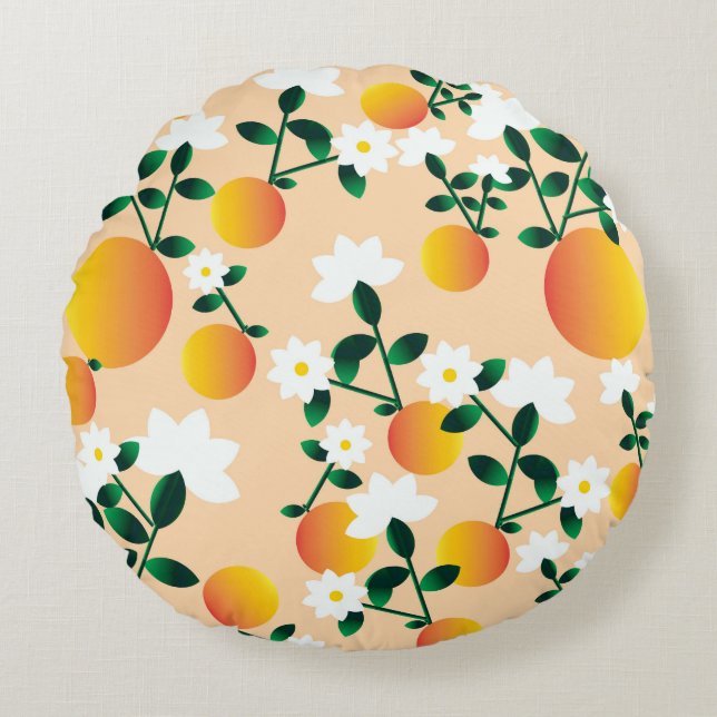 Little Cutie Orange Pattern Round Cushion (Front)