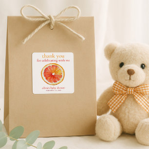 Little Cutie Orange Slice Thank You Baby Shower  Square Sticker