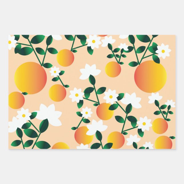 Little Cutie Orange Wrapping Paper Sheet (Front)
