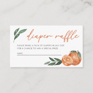 Little Cutie Oranges and Greenery Diaper Raffle Enclosure Card