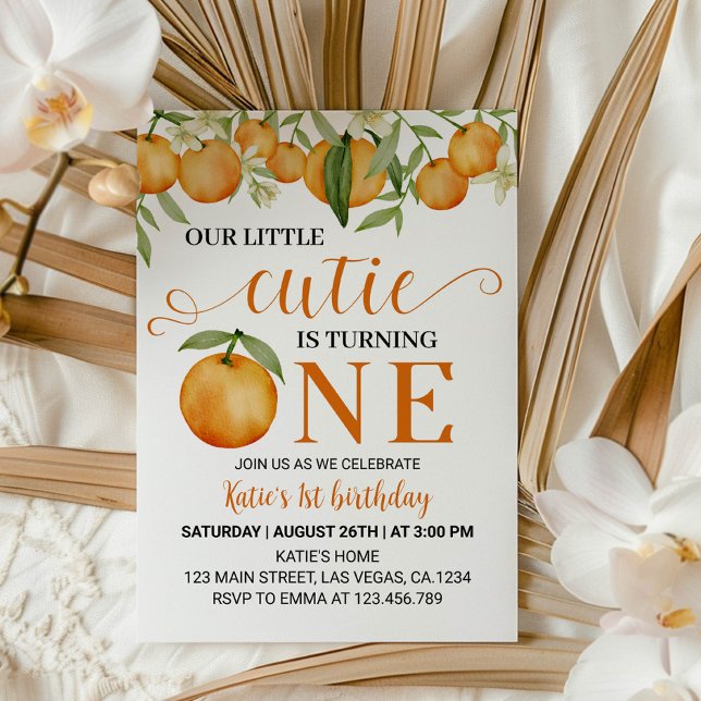 Little Cutie Oranges Citrus Birthday Invitation (Creator Uploaded)