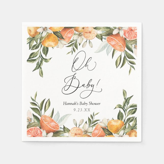 Little Cutie Oranges Oh baby Napkins (Front)