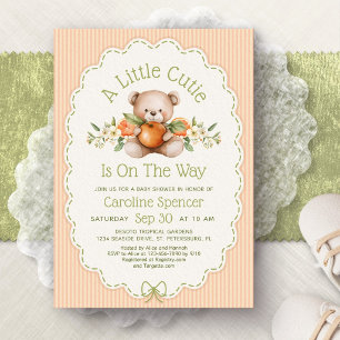 Little Cutie Oranges Teddy Bear Baby Shower Invitation
