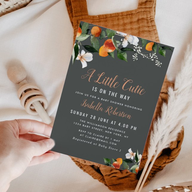 LITTLE CUTIE | painted citrus oranges baby shower  Invitation (Creator Uploaded)