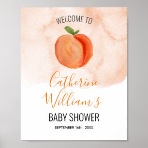 Little Cutie Peach Baby Shower Welcome sign