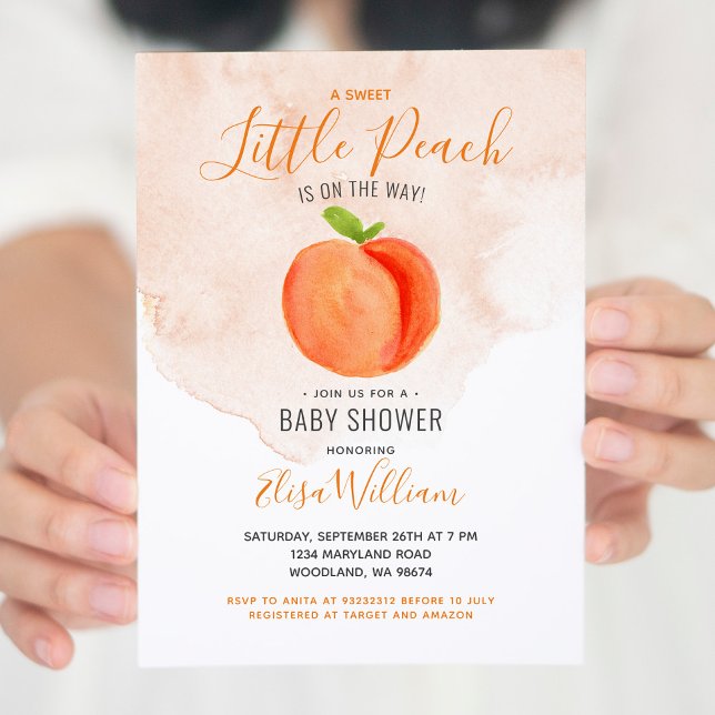 Little Cutie Peach is on the Way Baby Shower  Invitation (Creator Uploaded)