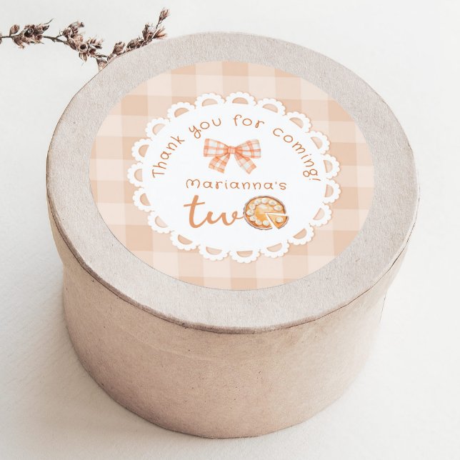 Little cutie Pie 1st birthday Thank you Classic Round Sticker (Creator Uploaded)