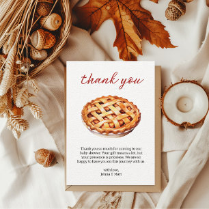 Little Cutie Pie Baby Shower Gingham Fall Thank You Card