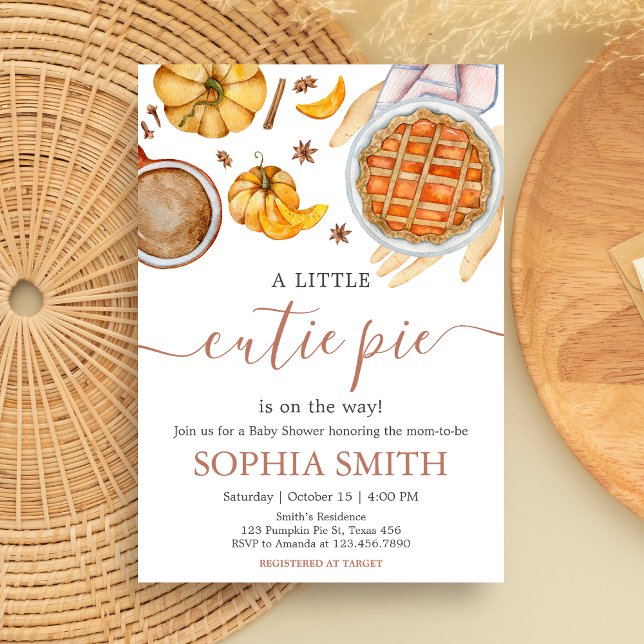 Little Cutie Pie Baby Shower Invitation (Pumpkin Cutie Pie Fall Baby Shower Invitation)